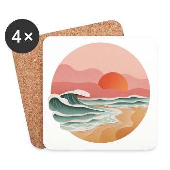 Océan et surf – Passion vagues et Liberté - Dessous de verre (lot de 4) - blanc - Devant