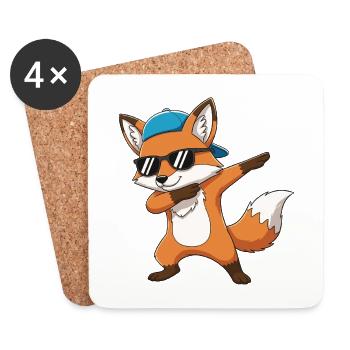Dessins animés Cool Dab Fox Sunglasses - Dessous de verre (lot de 4) - blanc - Devant