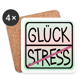 IDENTITÄT STRESS GLÜCK - Untersetzer (4er-Set) - Weiß - Vorne
