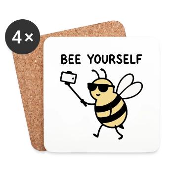 Selfie Bee with Sunglasses - Bee Yourself - Coasters (set of 4) - white - Front