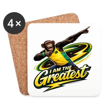 Monkey Sports Hero: I am the Greatest - Coasters (set of 4) - white - Front