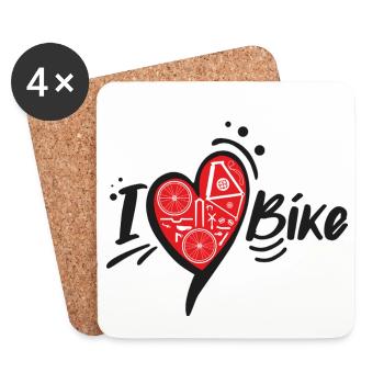 Heart Bike & Pedals - Coasters (set of 4) - white - Front
