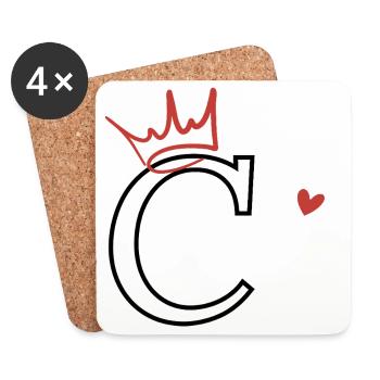 Buchstabe c Kronenherz - Untersetzer (4er-Set) - Weiß - Vorne
