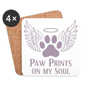 Pug Dog Cloud Angel Wings Farewell Mourning - Coasters (set of 4) - white - Front