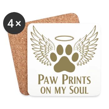 Pug Dog Cloud Angel Wings Farewell Mourning - Coasters (set of 4) - white - Front