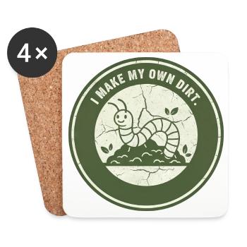 Worm compost: Independent soil - Coasters (set of 4) - white - Front
