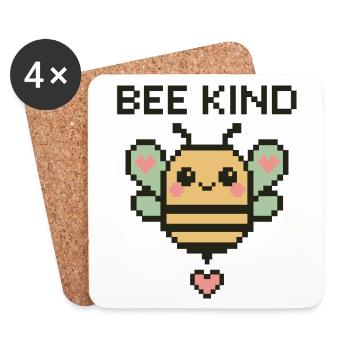 Enfant Abeille - Abeille Pixel avec des Cœurs - Dessous de verre (lot de 4) - blanc - Devant