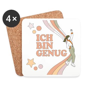 Ich bin Genug – Pastell Regenbogen Held - Untersetzer (4er-Set) - Weiß - Vorne