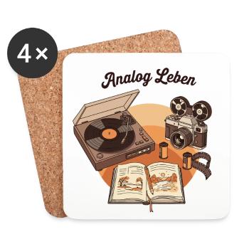 Analog Leben Retro Technik & Natur - Untersetzer (4er-Set) - Weiß - Vorne