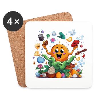 Fröhliche Orange im Kräutergarten - Untersetzer (4er-Set) - Weiß - Vorne