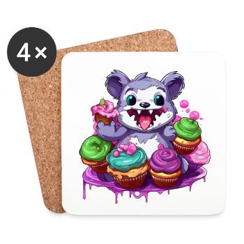 Zuckerschnute Monster Cupcake Parade - Untersetzer (4er-Set) - Weiß - Vorne
