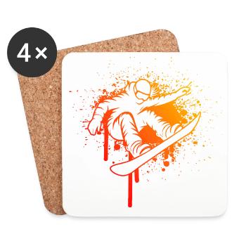 Message clair sur le snowboard pour les femmes - Dessous de verre (lot de 4) - blanc - Devant