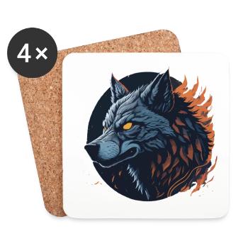 Night Wolf - Untersetzer (4er-Set) - Weiß - Vorne