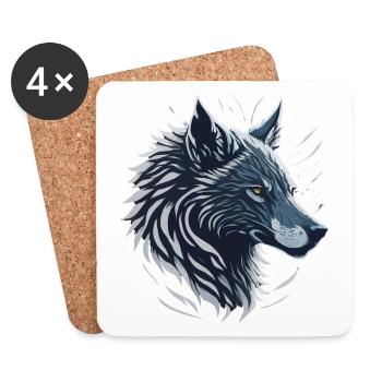 Blue Wolf - Untersetzer (4er-Set) - Weiß - Vorne