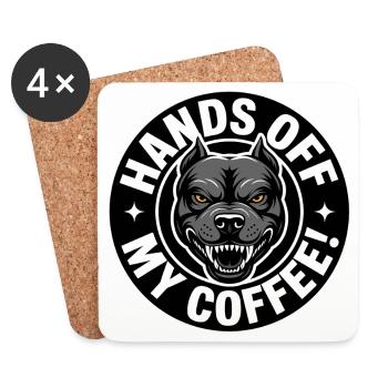Lustiges Kaffee-Shirt mit wütendem Hund - Untersetzer (4er-Set) - Weiß - Vorne