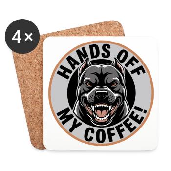 Hands Off My Coffee – Lustiges Kaffee-Shirt - Untersetzer (4er-Set) - Weiß - Vorne