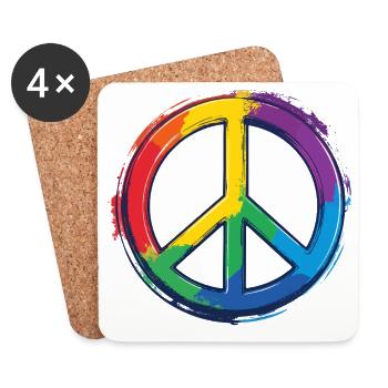 Symbole de paix arc-en-ciel Symbole de paix - Dessous de verre (lot de 4) - blanc - Devant