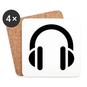 Musik und Rhythmus, Kopfhörer, Logo-Ohrhörer - Untersetzer (4er-Set) - Weiß - Vorne