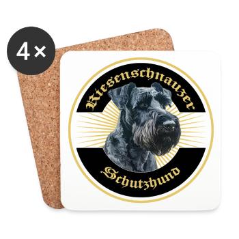 Riesenschnauzer Schutzhund Emblem Gold - Untersetzer (4er-Set) - Weiß - Vorne