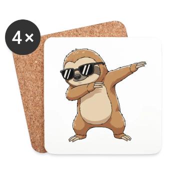 Dessin animé Cool Dab Sloth - Dessous de verre (lot de 4) - blanc - Devant