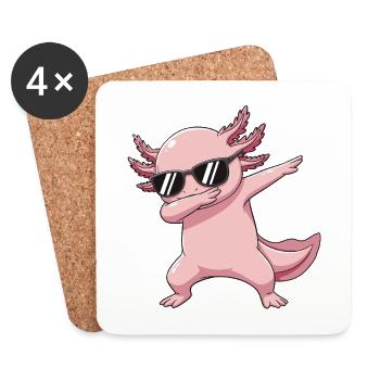 Cool Dabbing Axolotl Sonnenbrille Cartoon-Kunst - Untersetzer (4er-Set) - Weiß - Vorne