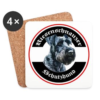 Riesenschnauzer Schutzhund Emblem - Untersetzer (4er-Set) - Weiß - Vorne