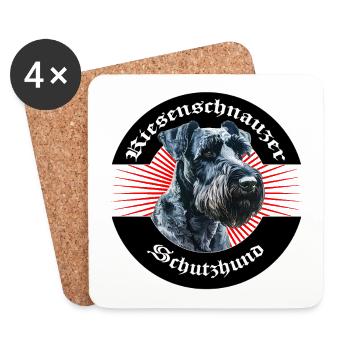 Riesenschnauzer Schutzhund Emblem - Untersetzer (4er-Set) - Weiß - Vorne