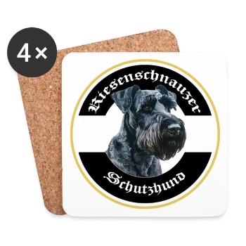 Riesenschnauzer Schutzhund Emblem - Untersetzer (4er-Set) - Weiß - Vorne