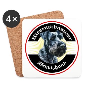 Riesenschnauzer Emblem IGP Hundesport - Untersetzer (4er-Set) - Weiß - Vorne