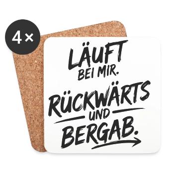 Läuft bei mir – rückwärts & bergab - Untersetzer (4er-Set) - Weiß - Vorne