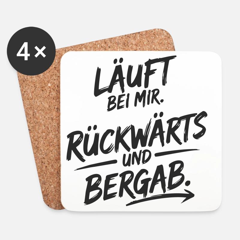 Läuft bei mir – rückwärts & bergab - Untersetzer (4er-Set) - Weiß