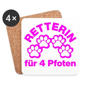 RETTERIN FÜR 4 PFOTEN! 🐾TIERLIEBE - Untersetzer (4er-Set) - Weiß - Vorne