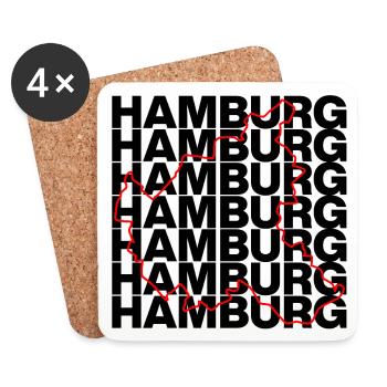 HAMBURG UMRISS, HAMBURGLIEBE HH MOIN - Untersetzer (4er-Set) - Weiß - Vorne