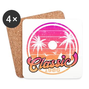 Classic 1986 Sunset Palms - Coasters (set of 4) - white - Front