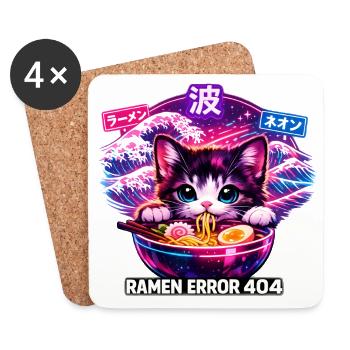 Ramen Neko Neon 404 - Untersetzer (4er-Set) - Weiß - Vorne