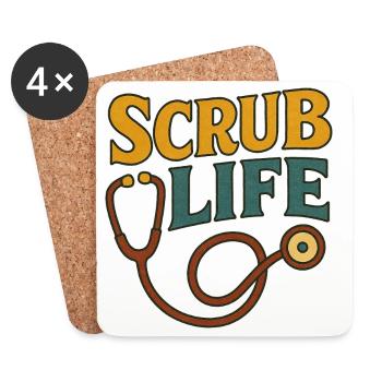 Scrub Life Medizinisches Stethoskop - Untersetzer (4er-Set) - Weiß - Vorne