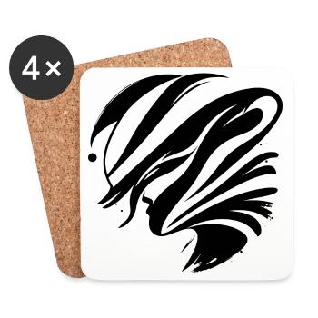 Abstract Face - Elegant - Coasters (set of 4) - white - Front