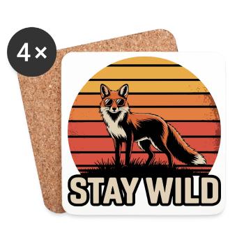 Stay Wild Fuchs – Retro Vintage Sonnenuntergang - Untersetzer (4er-Set) - Weiß - Vorne