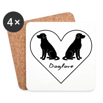 Dog love, dog logo - Coasters (set of 4) - white - Front