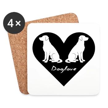 Dog love, dog logo, silhouette - Coasters (set of 4) - white - Front