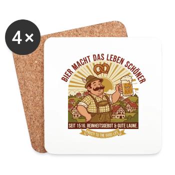 Bayerische Bierfreude Prost - Untersetzer (4er-Set) - Weiß - Vorne