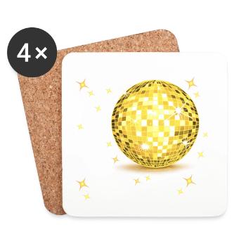 Goldenes Disco-Ball Glanz - Untersetzer (4er-Set) - Weiß - Vorne