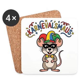 Karnevalsmaus Karneval Köln Kölner Karnevals Maus - Untersetzer (4er-Set) - Weiß - Vorne