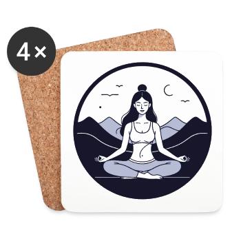 Yoga Woman Lotus Pose Nature - Untersetzer (4er-Set) - Weiß - Vorne
