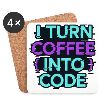 I Turn Coffee Into Code - Coasters (set of 4) - white - Front
