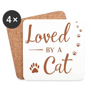 Aimé par un chat - Dessous de verre (lot de 4) - blanc - Devant