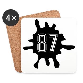 Klecks 87 Zahl - Untersetzer (4er-Set) - Weiß - Vorne