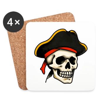 Classic Tattoo Pirate Skull - Coasters (set of 4) - white - Front