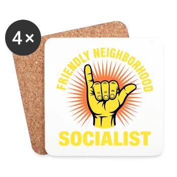 Friendly Neighbour Socialist - Funny Socialism Des - Coasters (set of 4) - white - Front