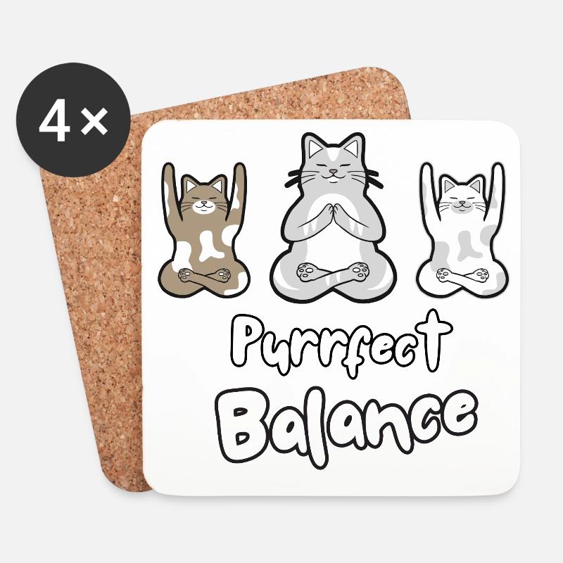 Purrfektes Gleichgewicht – CAT - Untersetzer (4er-Set) - Weiß